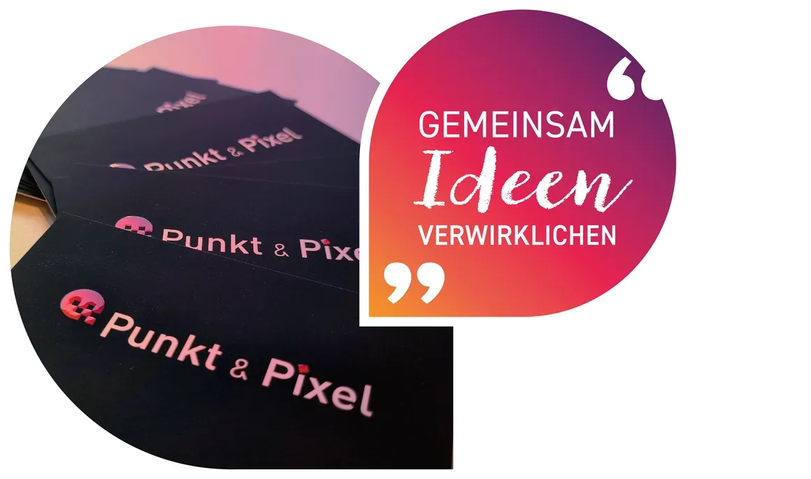 Sprechblase mit dem Schriftzug „Gemeinsam Ideen verwirklichen“